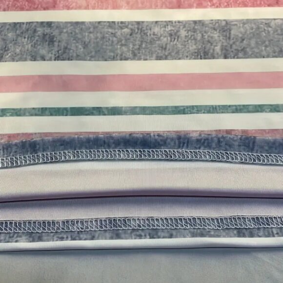 XL(12) Stripe Print Cross Front T-Shirt, Casual Long Sleeve Top - Picture 4 of 5